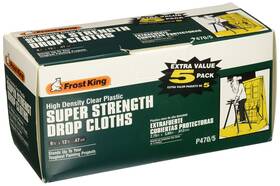 P470 Frost King 077578058344 Super Strength High Density Drop Cloths 9ft X 12ft .47 Mil Clear