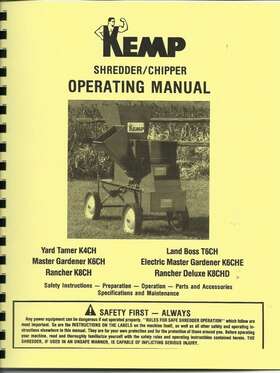 K8chd Kemp K4ch Shredder/chipper Operation Manual K6ch K8ch T6ch K6che