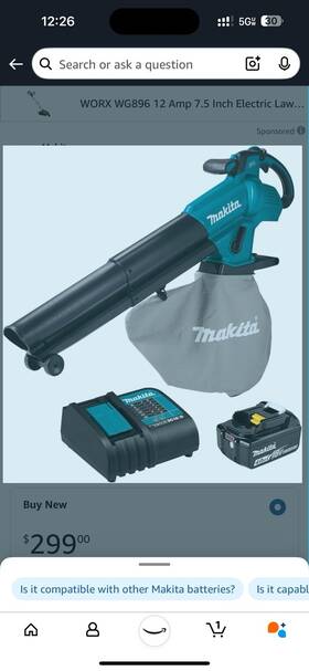 Xbu07sm1 Makita 18v Lxt 6.6 Gal. Cordless Blower/vacuum/mulcher Kit 4 Ah New