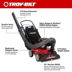 Csv070b Troy-bilt Gas-powered Chipper Shredder Vacuum 163cc Self-propelled Recoil Start