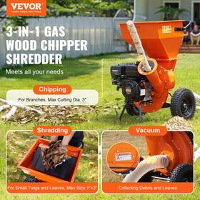 Gcs100 Vevor 7hp Wood Chipper Shredder Mulcher Heavy Duty Gas Powered 3 Inch 212cc 4.1 Kws