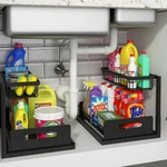Under Sink Organizer 2 Pack Pull Out Cabinet Slide Shelf Us. Fixed Price $65.42.