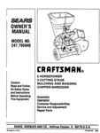 Owner Manual Sears Craftsman 5.0 Hp Chipper-shredder Model 247.795940. Fixed Price $19.95.