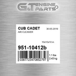 951-10412B Air Cleaner Fits Cub Cadet (surplus Open Box). Fixed Price $38.95.