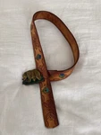 Vintage Tooled Leather Belt Bear Fishing Buckle Donna Western Boho Handmade. Fixed Price $29.99.