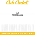 Cub Cadet 777D25258 Label Csv 070 159CC Engine Shrd. Fixed Price $14.95.