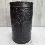 Vtg Oriental Natural Wood Carved Brush Pot Bonsai Tree/bamboo Design 6". Fixed Price $29.86.