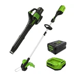Greenworks 60V 13" String Trimmer & 540 Cfm Leaf Blower W/ 4A Battery Charger. Fixed Price $217.59.