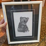 Bear Cub Picure Framed Matted Measures 8 3/4 X 11 In Precious. Fixed Price $35.00.