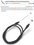 New Craftsman Snow Blower Chute Control 2 Way Cable. Fixed Price $37.20.