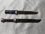 Rare Vtg Simonds Molybdenum Set Of Two Striped Color Handle Knives. Fixed Price $85.00.