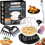 3 Layer Pro Chicken Shredder With Removable Tray, Meat Claws, Brush - 10'' Ch.... Fixed Price $28.03.