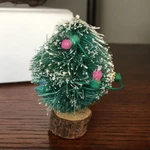Vtg Flocked Bottle Brush Shrub Tree 2 X 1.75 Wood Slice Base String Lights. Fixed Price $13.70.
