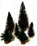 Evergreen Xmas Village Pine Tree Model Train Bottle Brush Wood Base 6" 10" 12". Fixed Price $26.39.