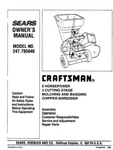 Owner Manual Sears Craftsman 5.0 Hp Chipper-shredder Model 247.795940. Fixed Price $19.95.