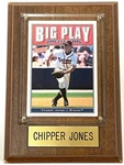 Chipper Jones 1999 Mlb Used Plaque Featuring Big Play Maker Victory Card. Fixed Price $7.99.